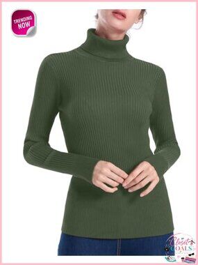 Ribbed Turtleneck Long Sleeve Knit Pullover Sweater Slim Fit
